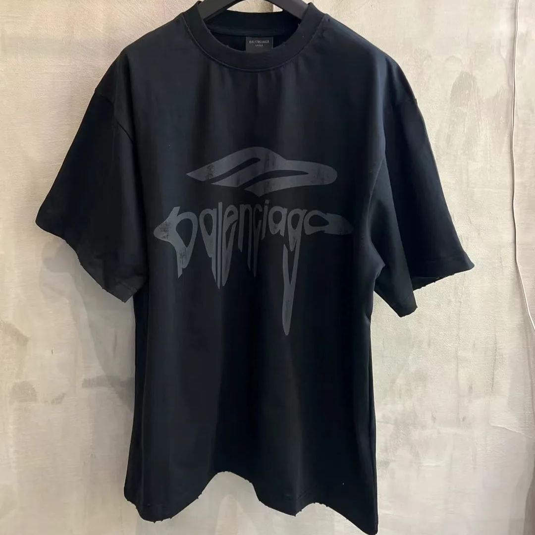 BALENCIAGA Men's 3B Liquefied T-Shirt Oversized "White"（787349TRVS89081）