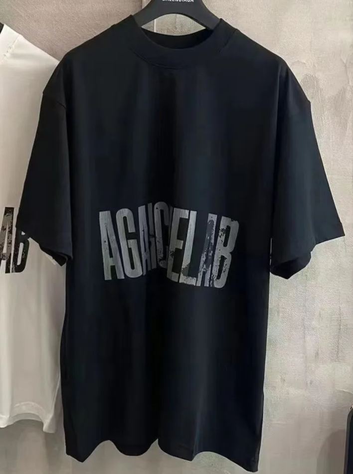 Balenciaga Men's Agaicnelab T-shirt Oversized Fit in Black（787349TRVA11576）