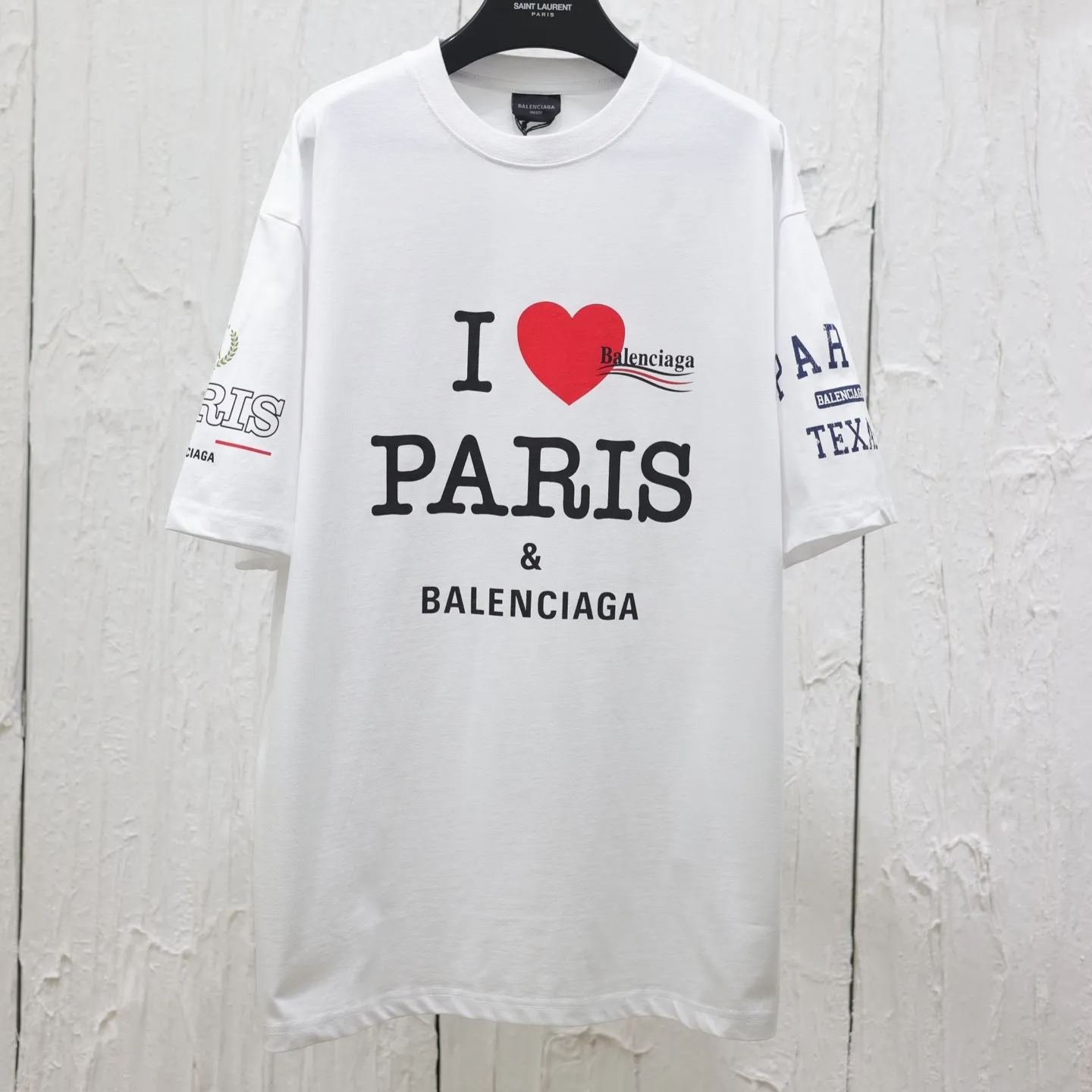 Balenciaga Overlayer Political Campaign T-shirt Large Fit in White/black（620969TSVY79040）