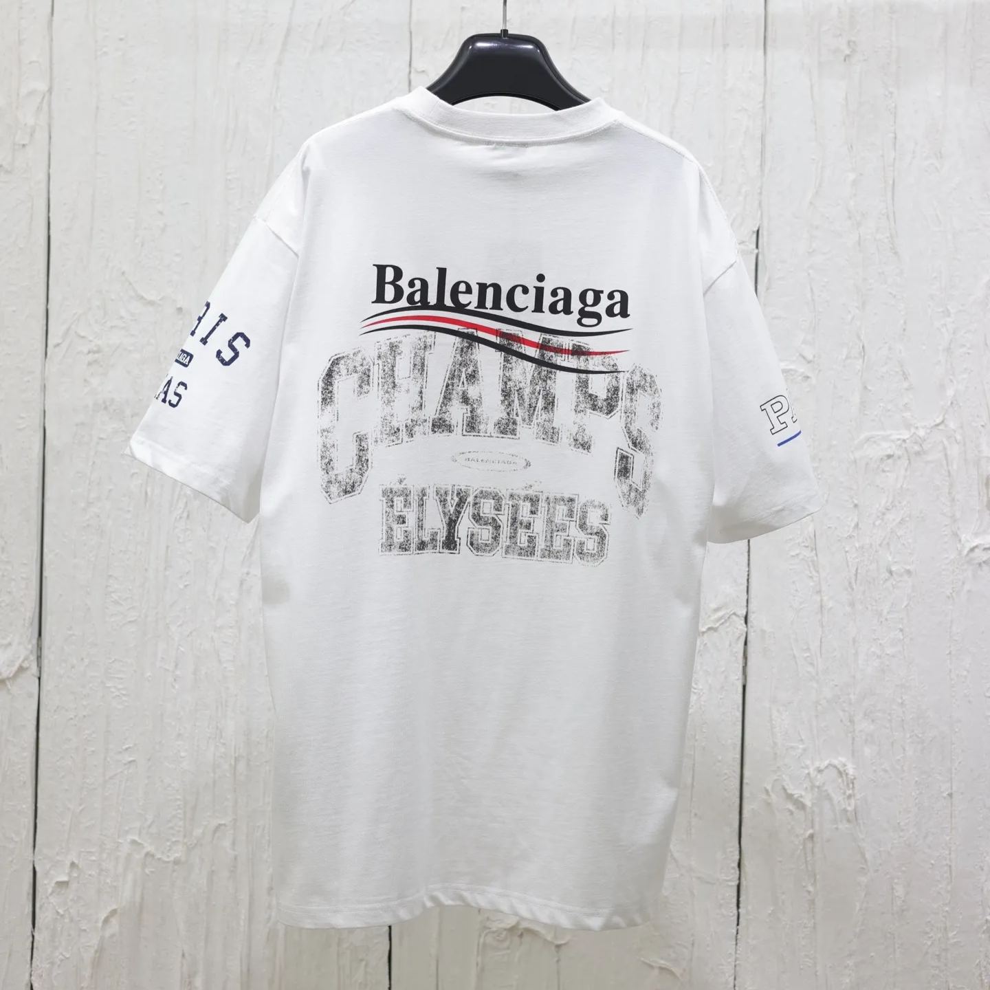 Balenciaga Overlayer Political Campaign T-shirt Large Fit in White/black（620969TSVY79040）