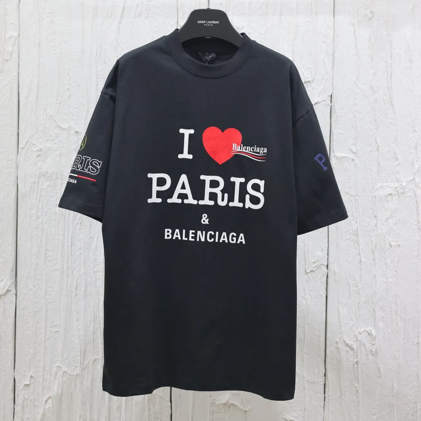 Balenciaga Overlayer Political Campaign T-shirt Large Fit in White/black（620969TSVY79040）