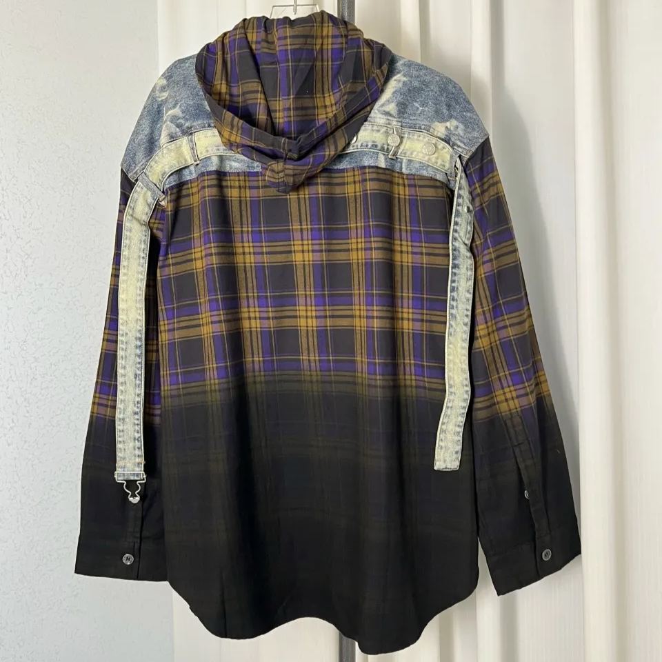 Acne Studios Hooded button-up shirt - Purple/brown (FN-MN-SHIR000804）
