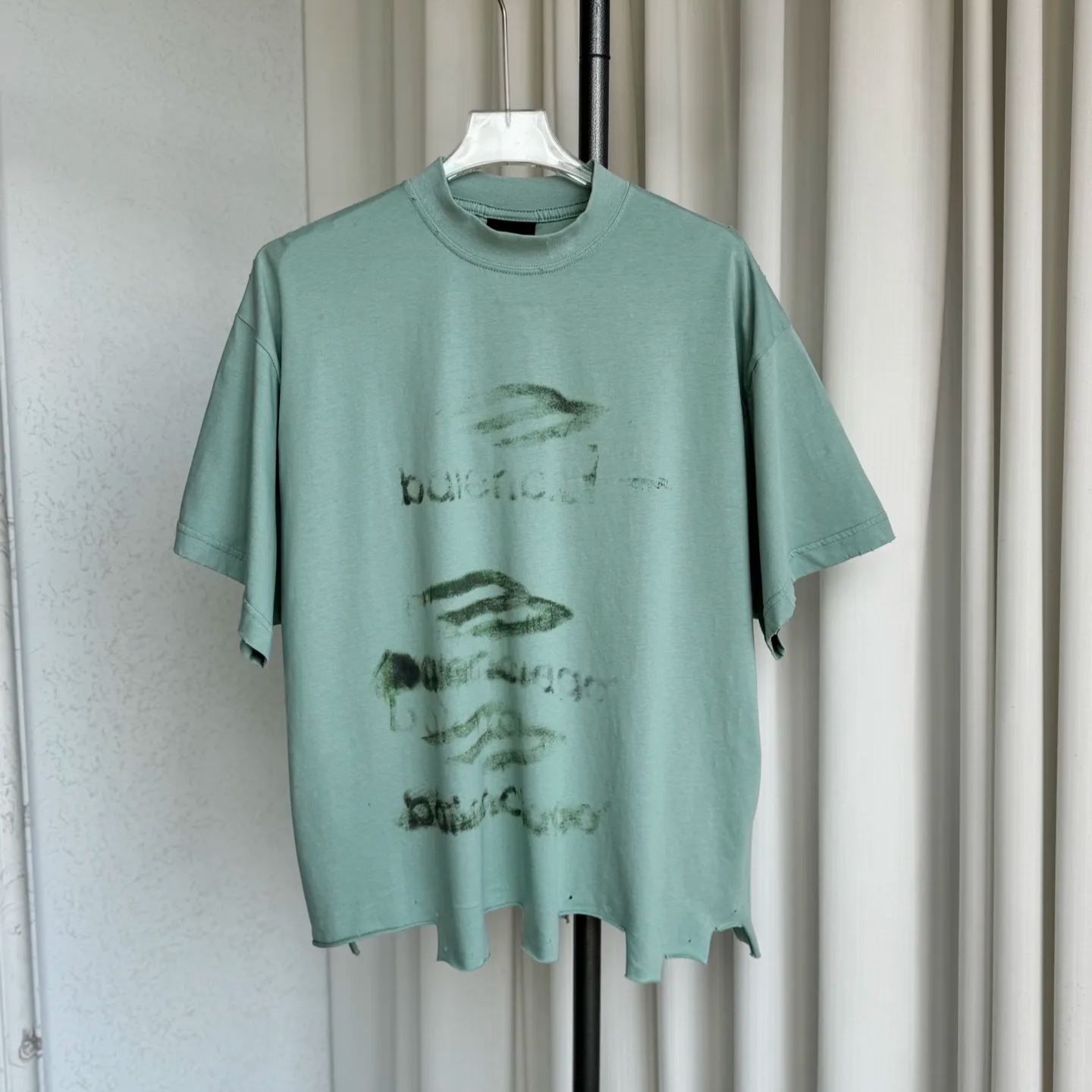 BALENCIAGA DIY Imprint T-Shirt in sage green vintage jersey（783399TSVB43421）