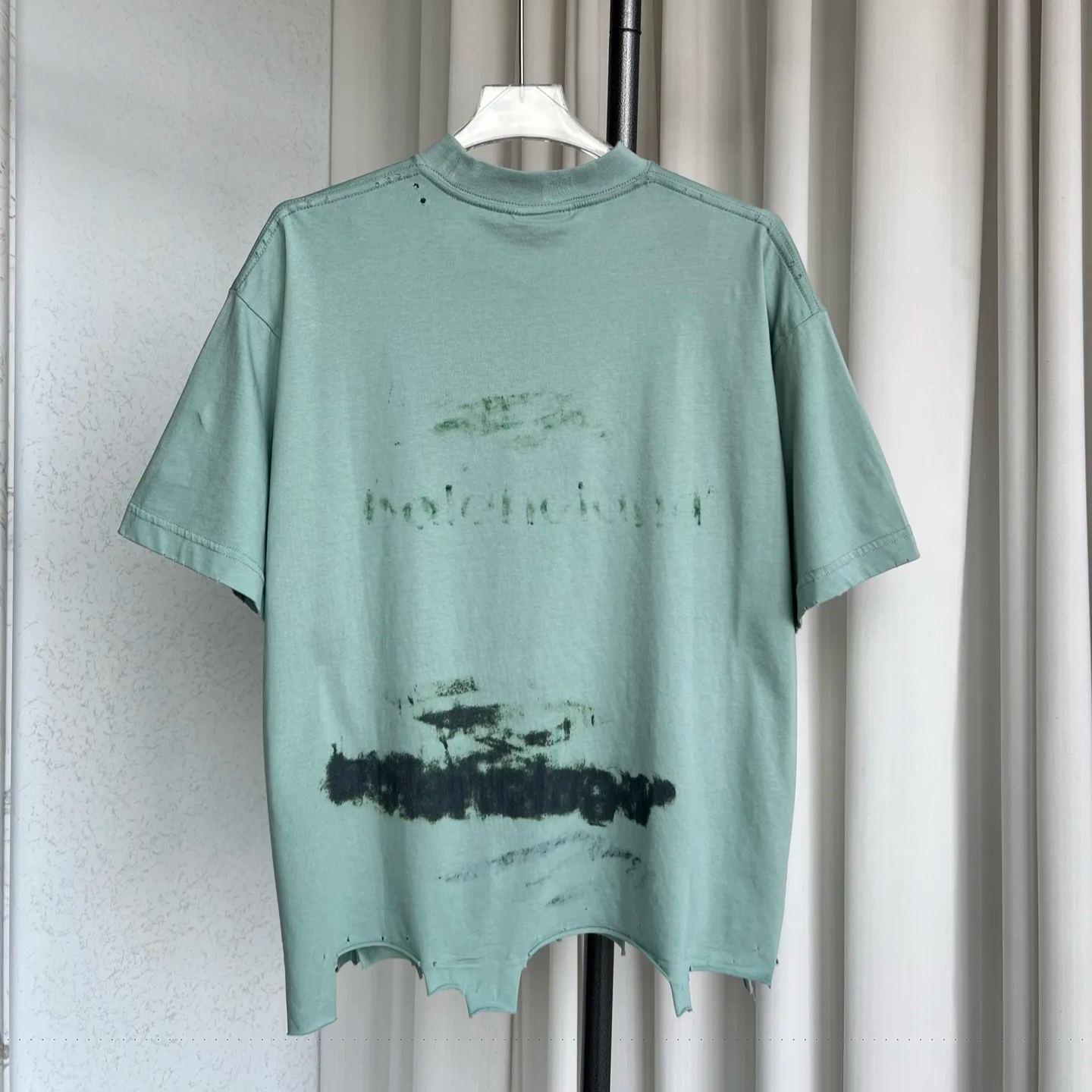 BALENCIAGA DIY Imprint T-Shirt in sage green vintage jersey（783399TSVB43421）