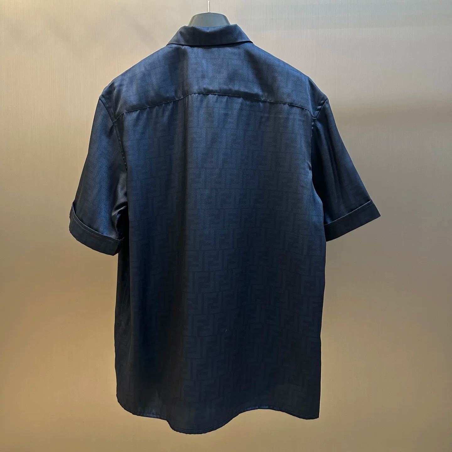 FENDI Shirt Blue Silk Short Sleeve Ultramarine FF(FS0795AKEEF0H5A）