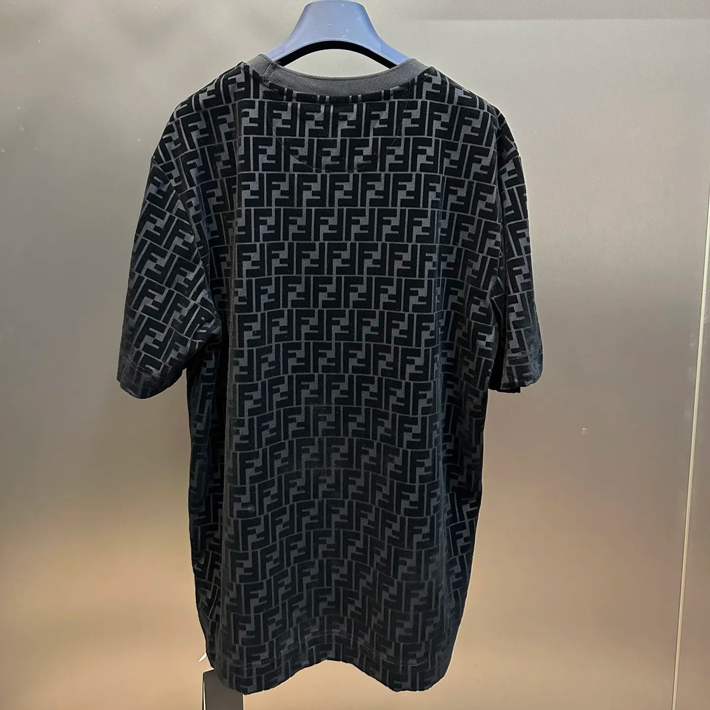 FENDI Full Print F Black Brown Logo Printing Short Sleeve Black T-Shirt（FY0936A7D5F0ABB）