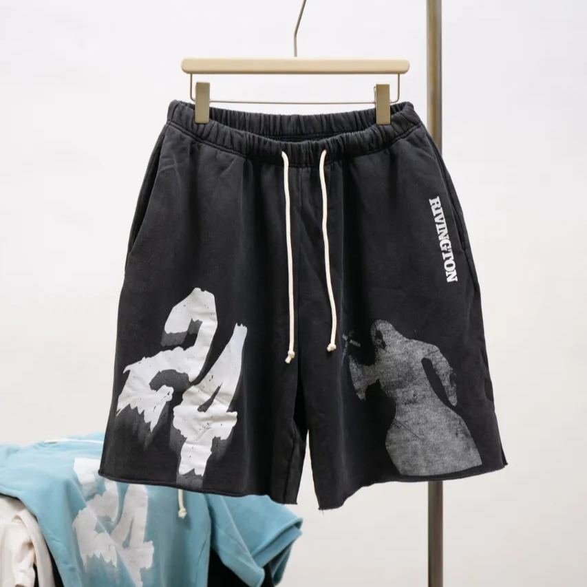 RRR123 Enemy Straight-Leg Logo-Print Cotton-Jersey Drawstring Shorts （125782005）