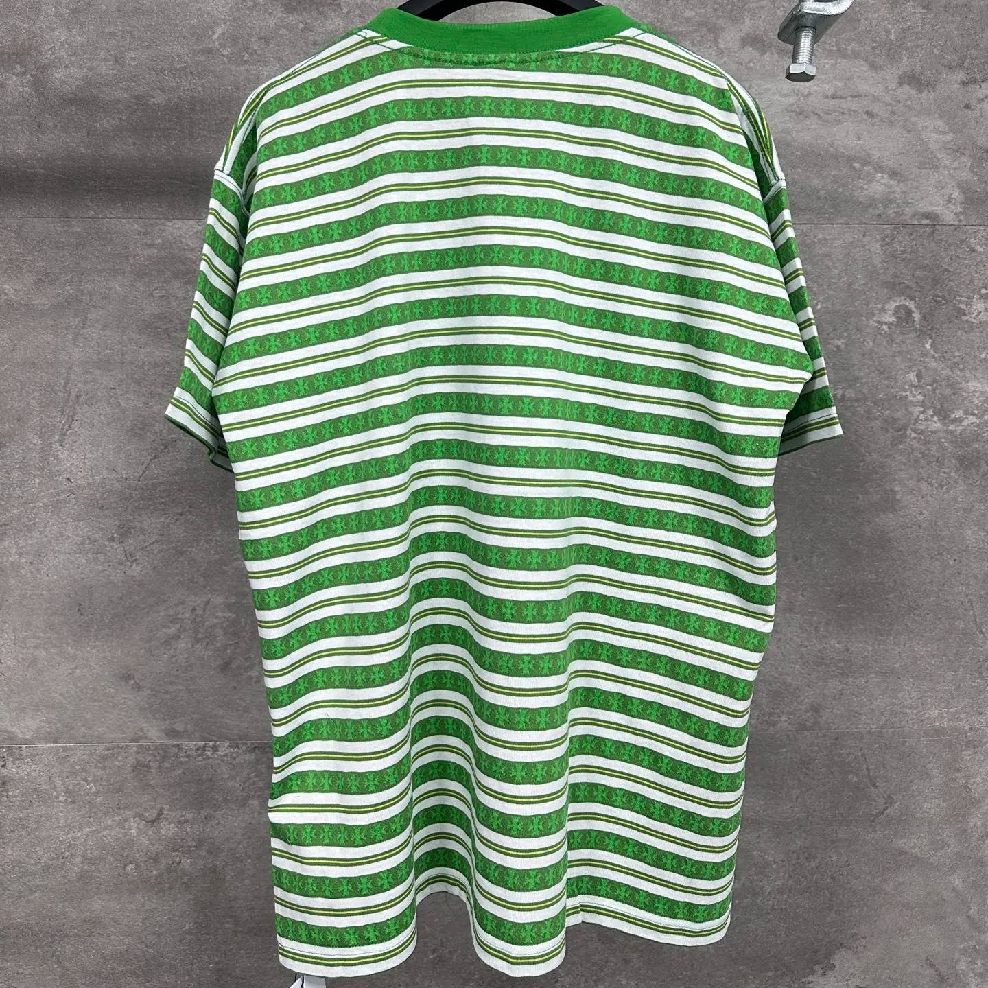 CHROME HEARTS Striped Logo T-shirt Green（CH-036009158）