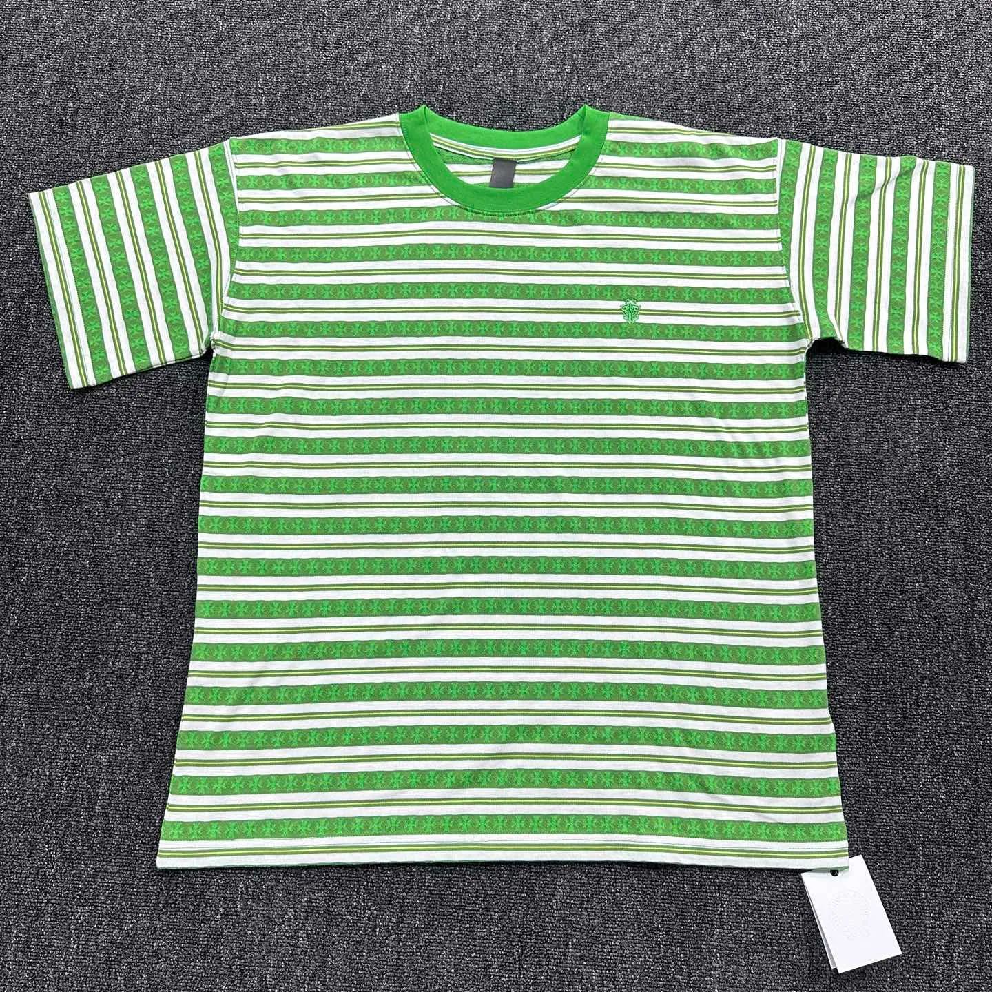CHROME HEARTS Striped Logo T-shirt Green（CH-036009158）