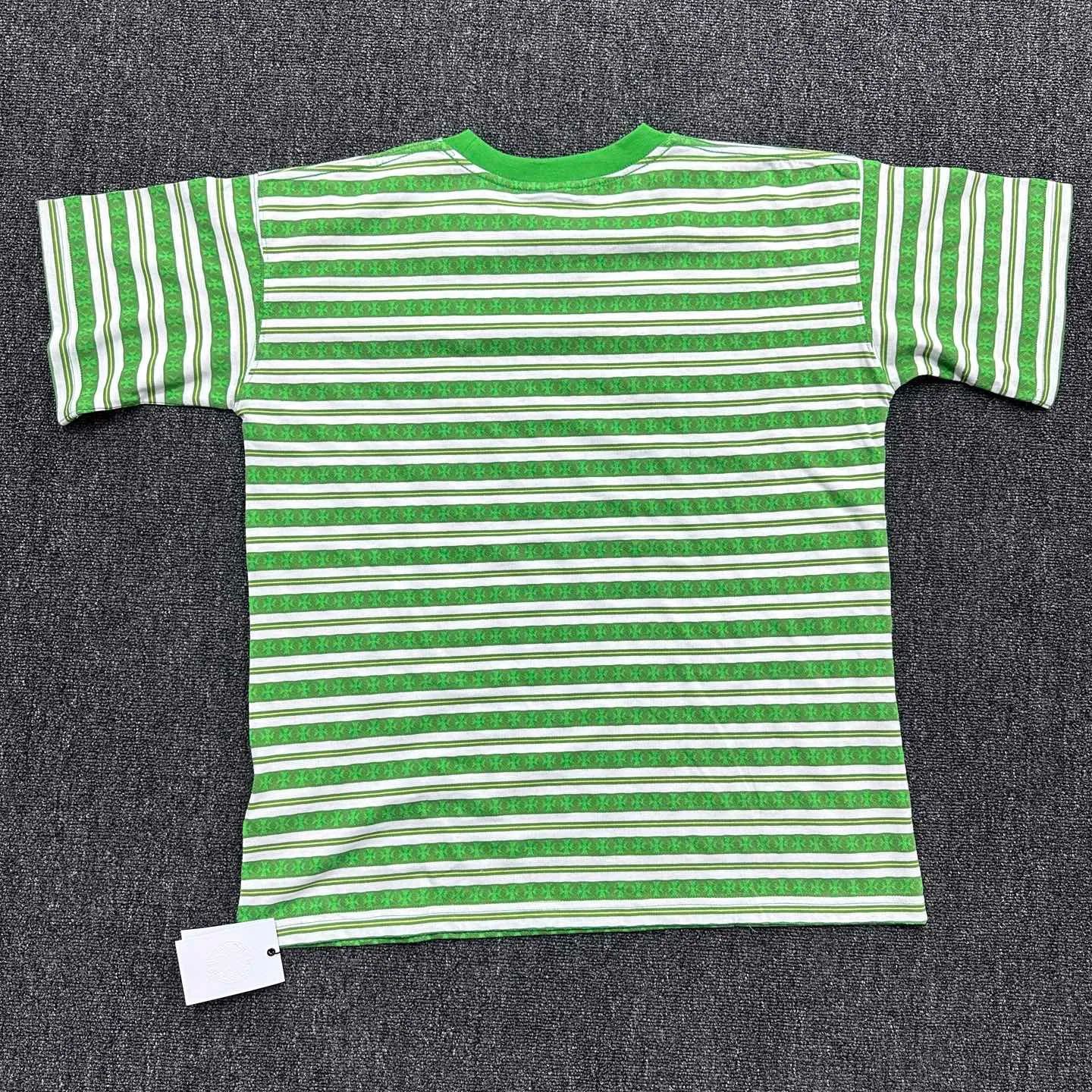 CHROME HEARTS Striped Logo T-shirt Green（CH-036009158）