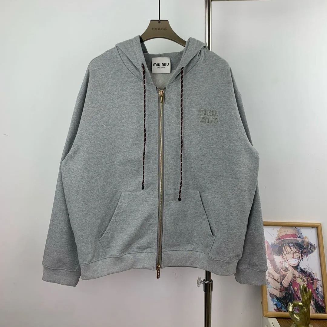 MIU MIU Cotton fleece zip-up hoodie（MJL023-15AU-F0031-S-OOO）