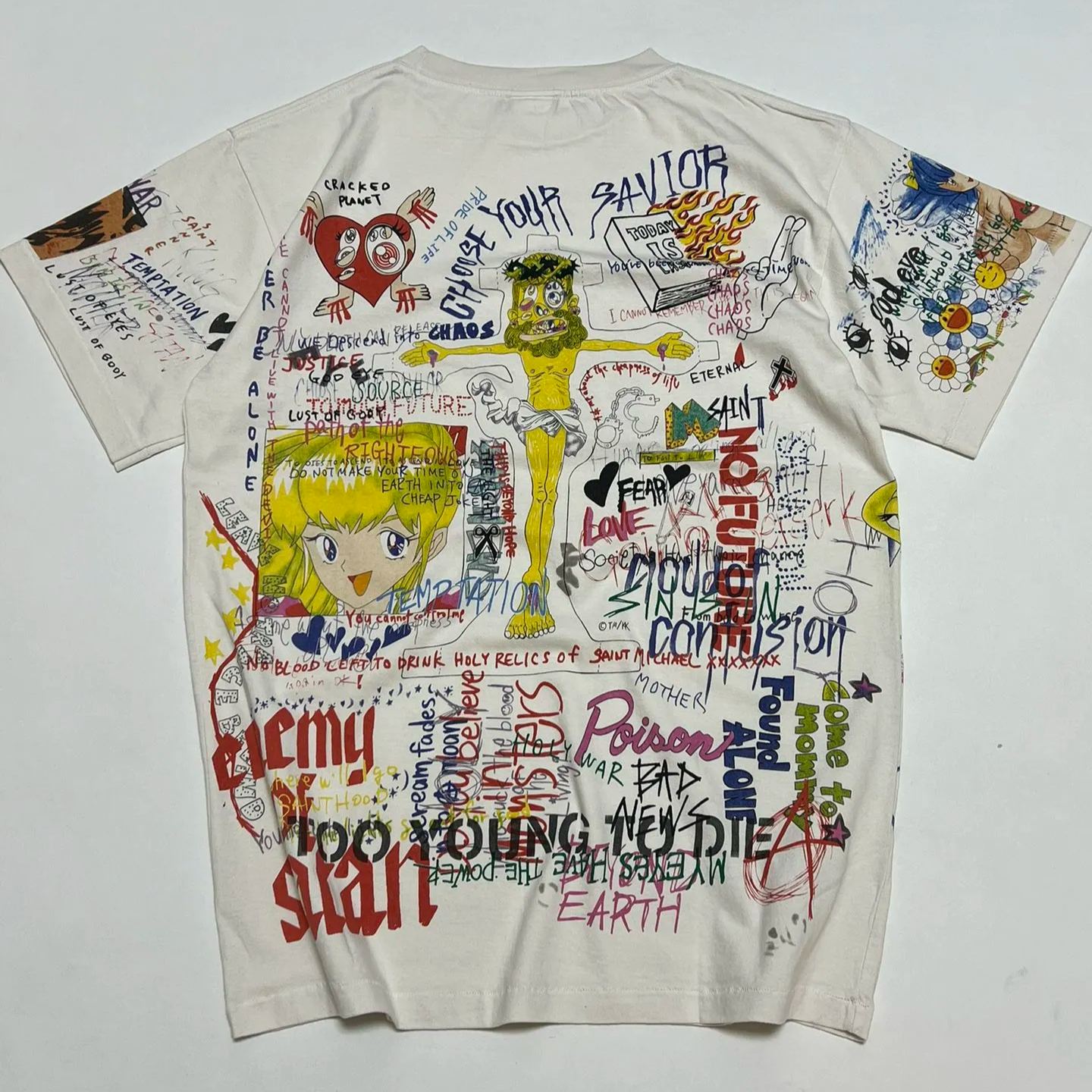 Takashi Murakami x SAINT M×××××× Graphic Tee White   (sm-FW21）
