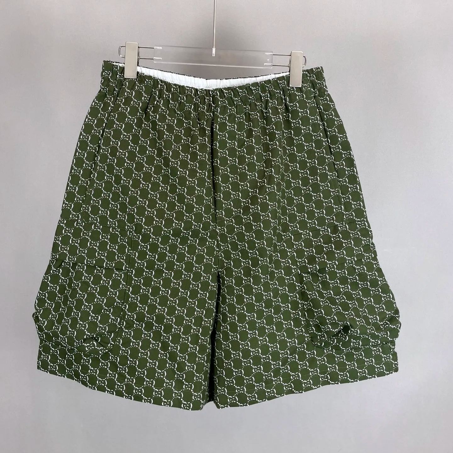 GUCCI Cotton Jacquard Shorts With GG Shadow "Green/White"（804980-ZAR26）