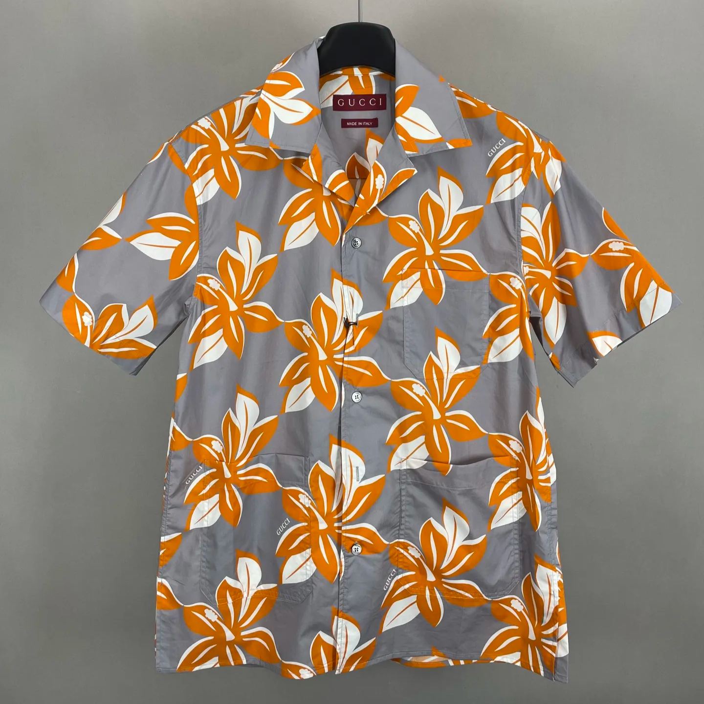 GUCCI Floral cotton poplin buttoned short sleeve shirt（821498-Z7AM0-1061）