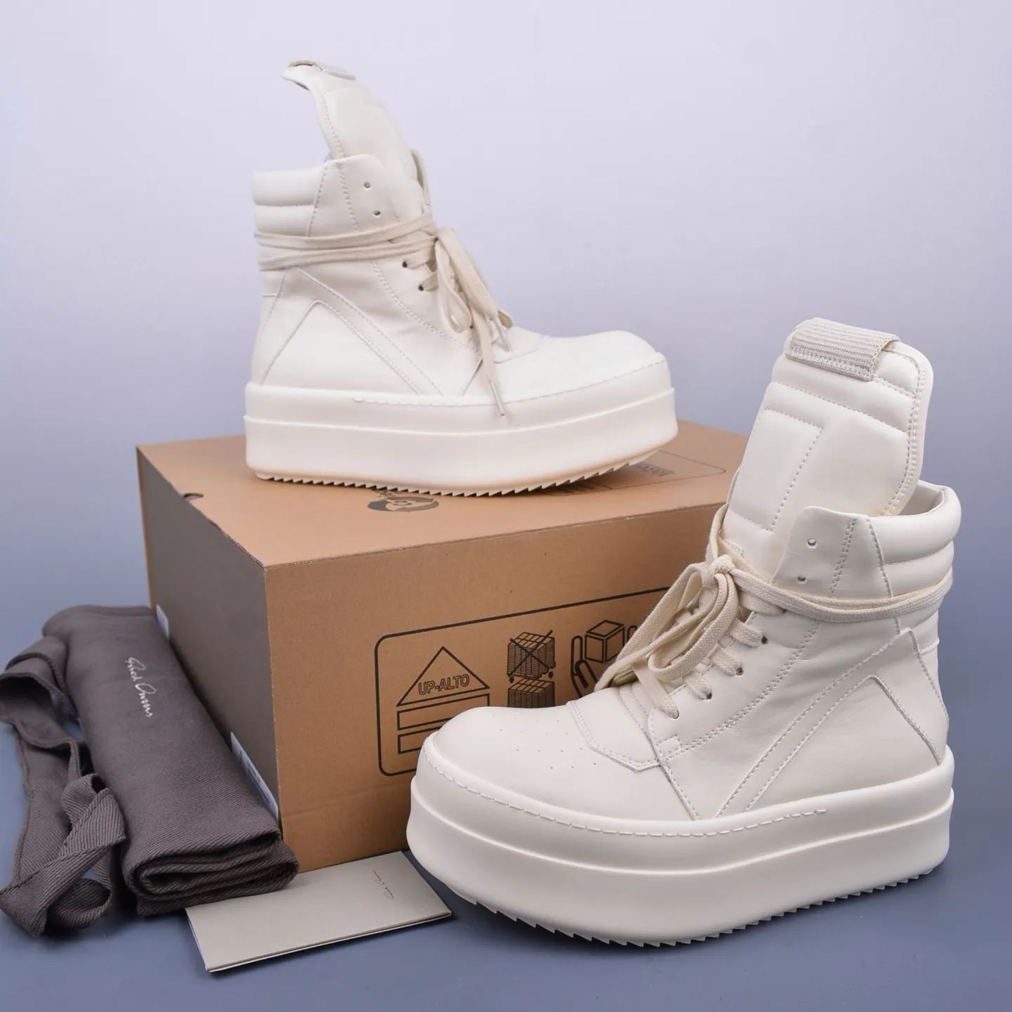 Rick Owens mega bumper white sneakers (RU01E5868LCO1111)