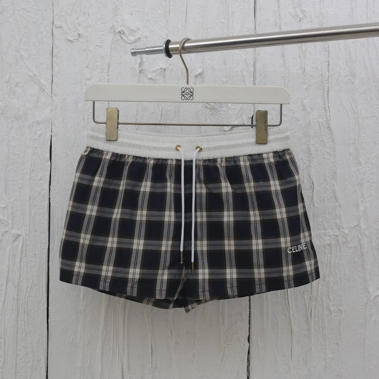 CELINE MINI SHORTS IN CHECKED PANAMA（2P64A137Y-10CA）