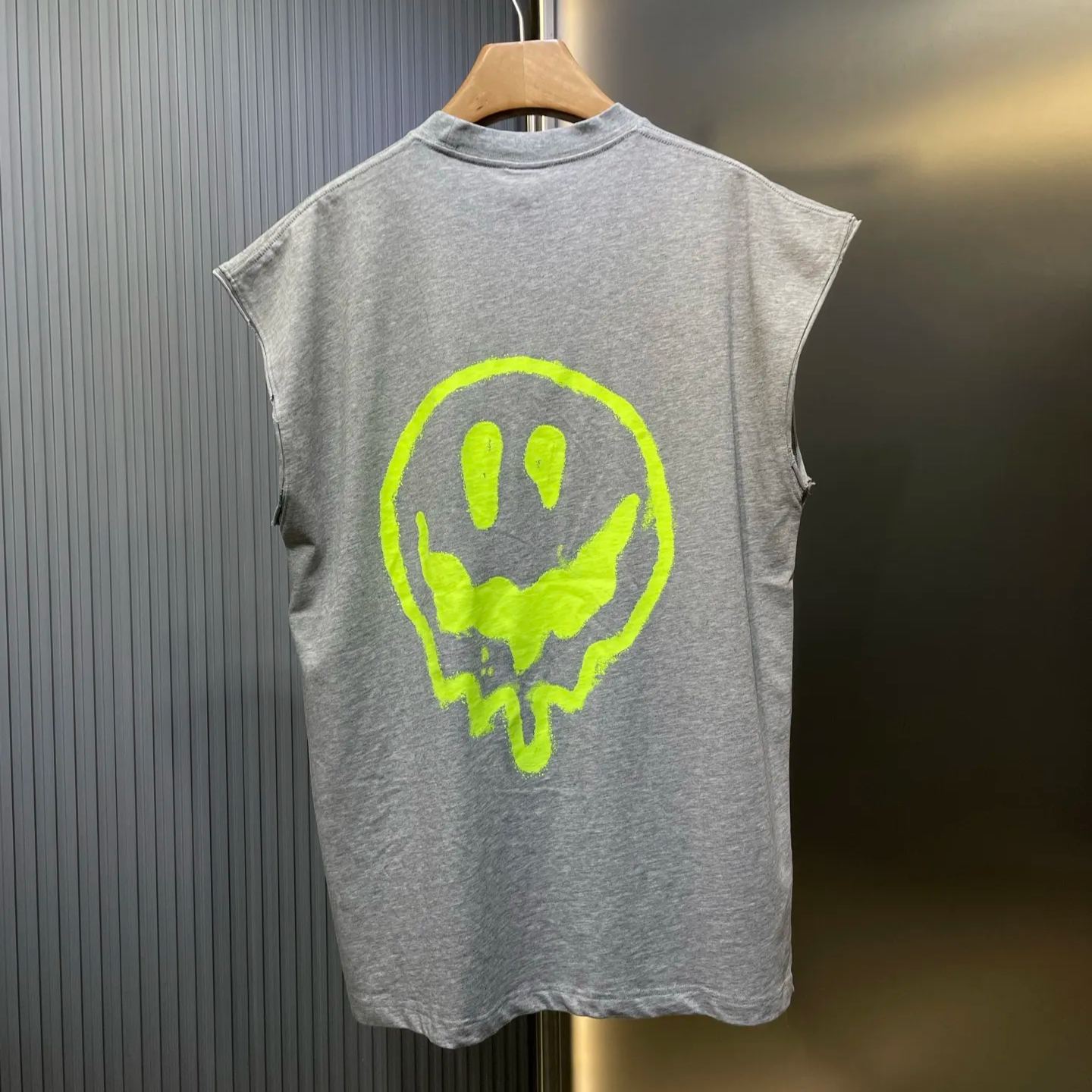 BALENCIAGA Hi There + Dripley Sleeveless T-Shirt "Heather Gray"（767844TSVF51300）