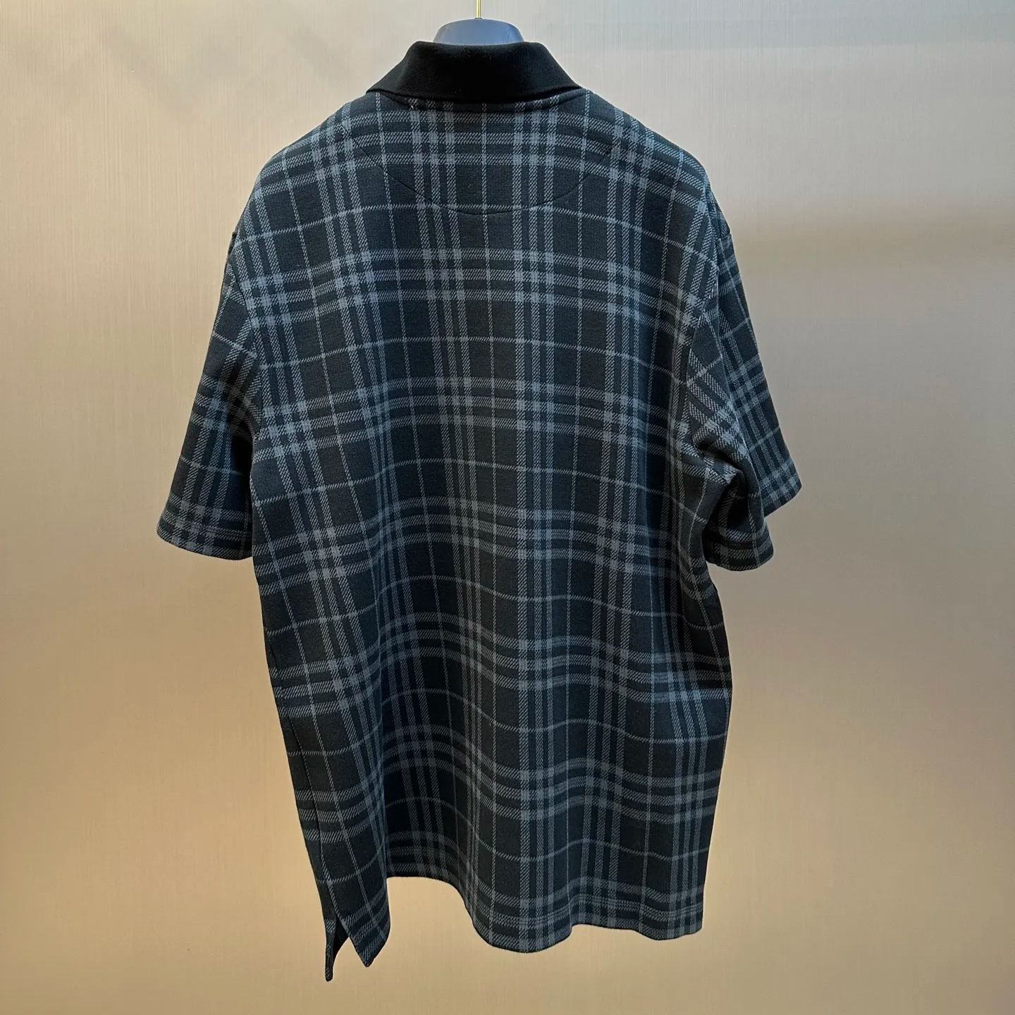 Burberry Check Stretch Cotton Blend Polo Shirt in Ink（81018951）