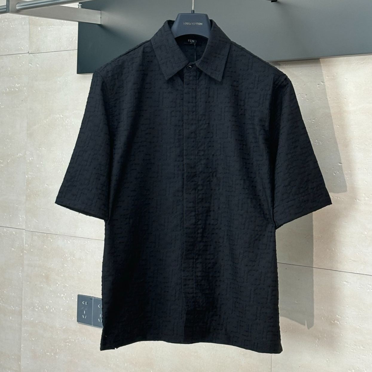 FENDI Black linen FF jacquard shirt (FS1317AU6YF0QA1）