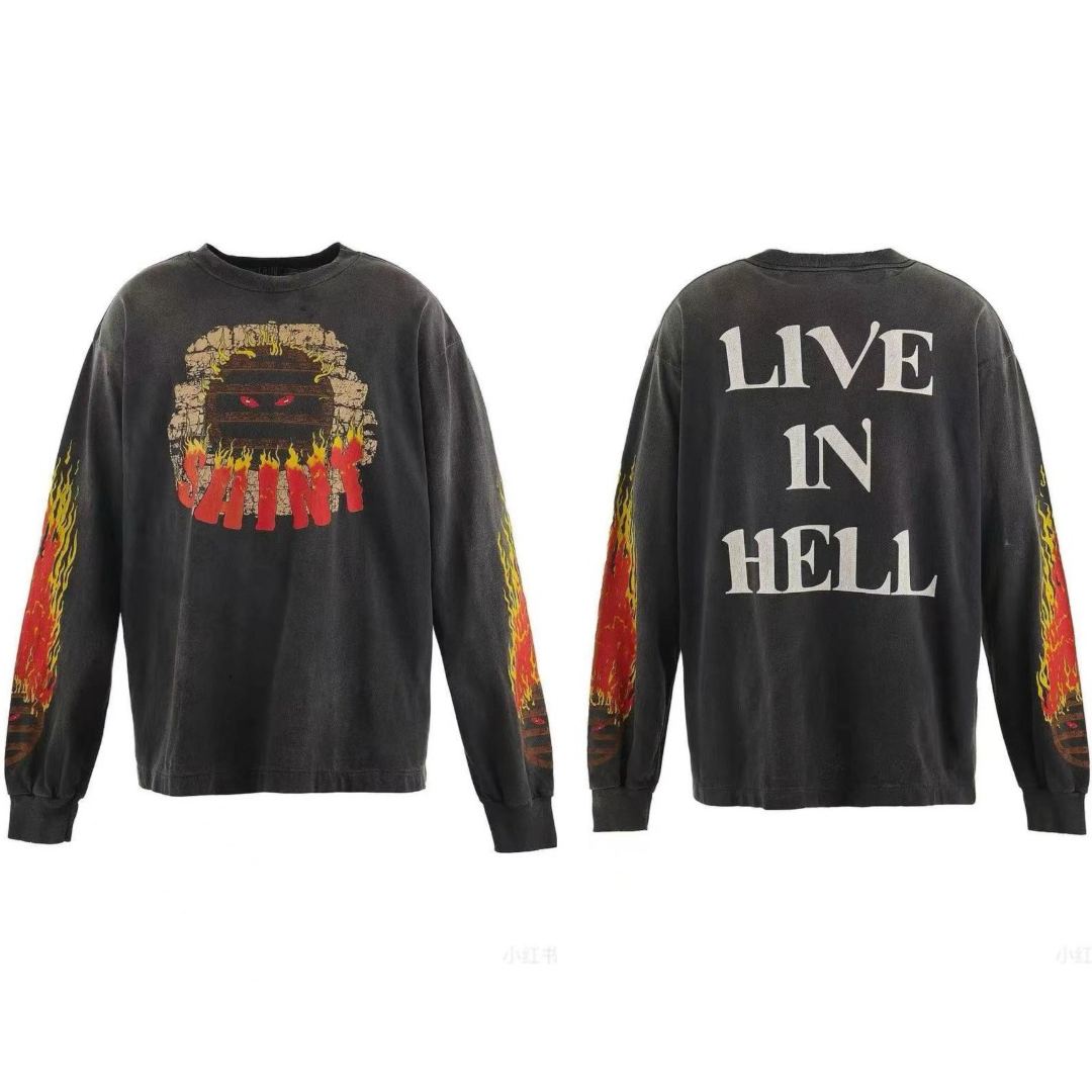SAINT Mxxxxxx  LS TEE LIVE IN HELL (SM-YS1-0000-015）