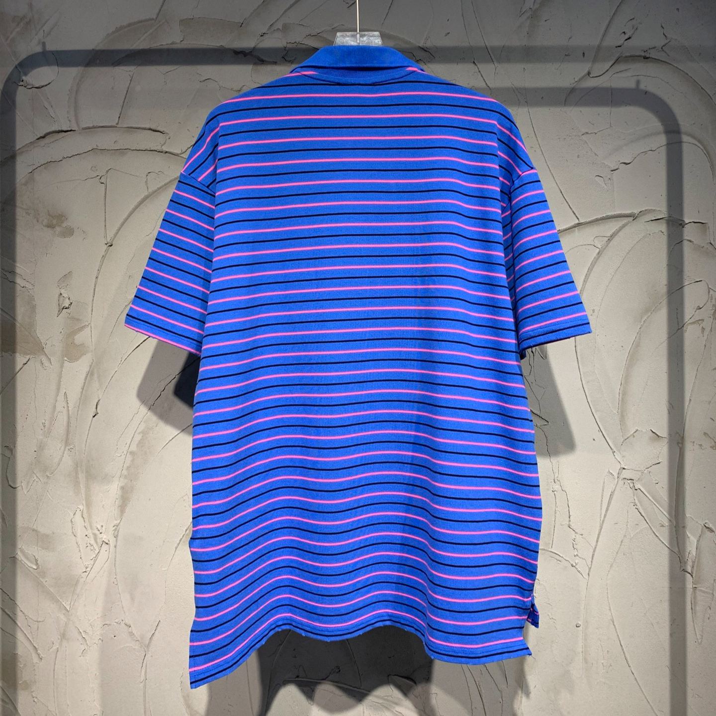 BALENCIAGA Men's Laurel Classic Fitted Polo "Blue/Pink/Black"（833244TSVF74326）