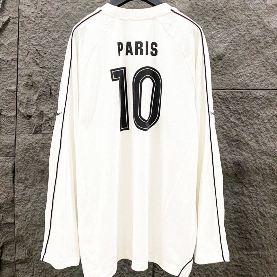 BALENCIAGA Men's Paris Soccer Long Sleeve T-Shirt Oversized "Black/White"(778972TPVT71070）