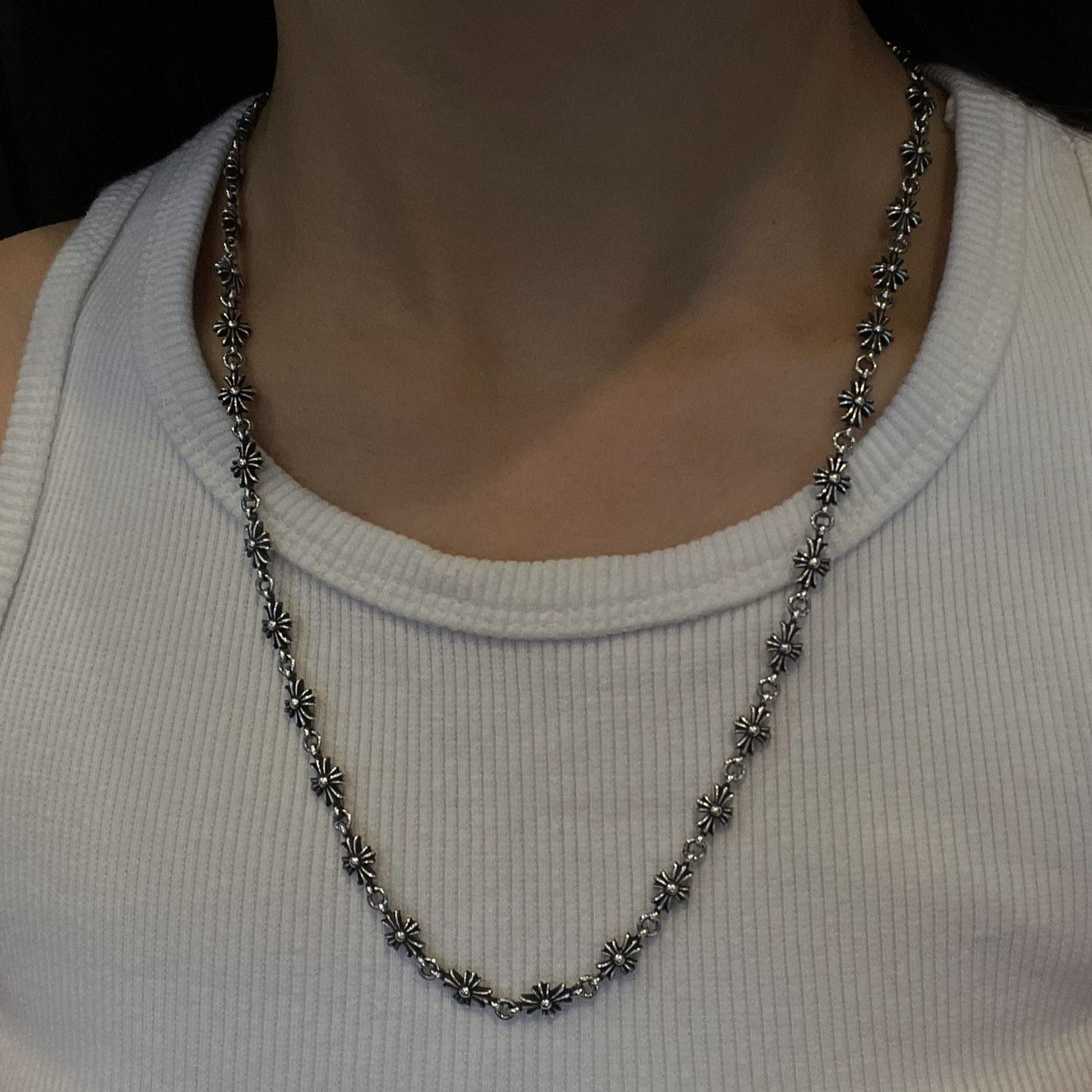 CHROME HEARTS Sterling Silver Cross Necklace（CHROME HEARTS 359）