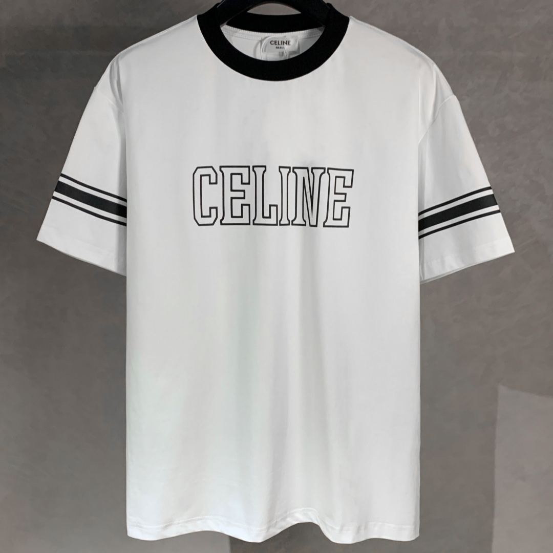 CELINE loose triomphe t-shirt in cotton jersey (RX02N671Q-WHITE）