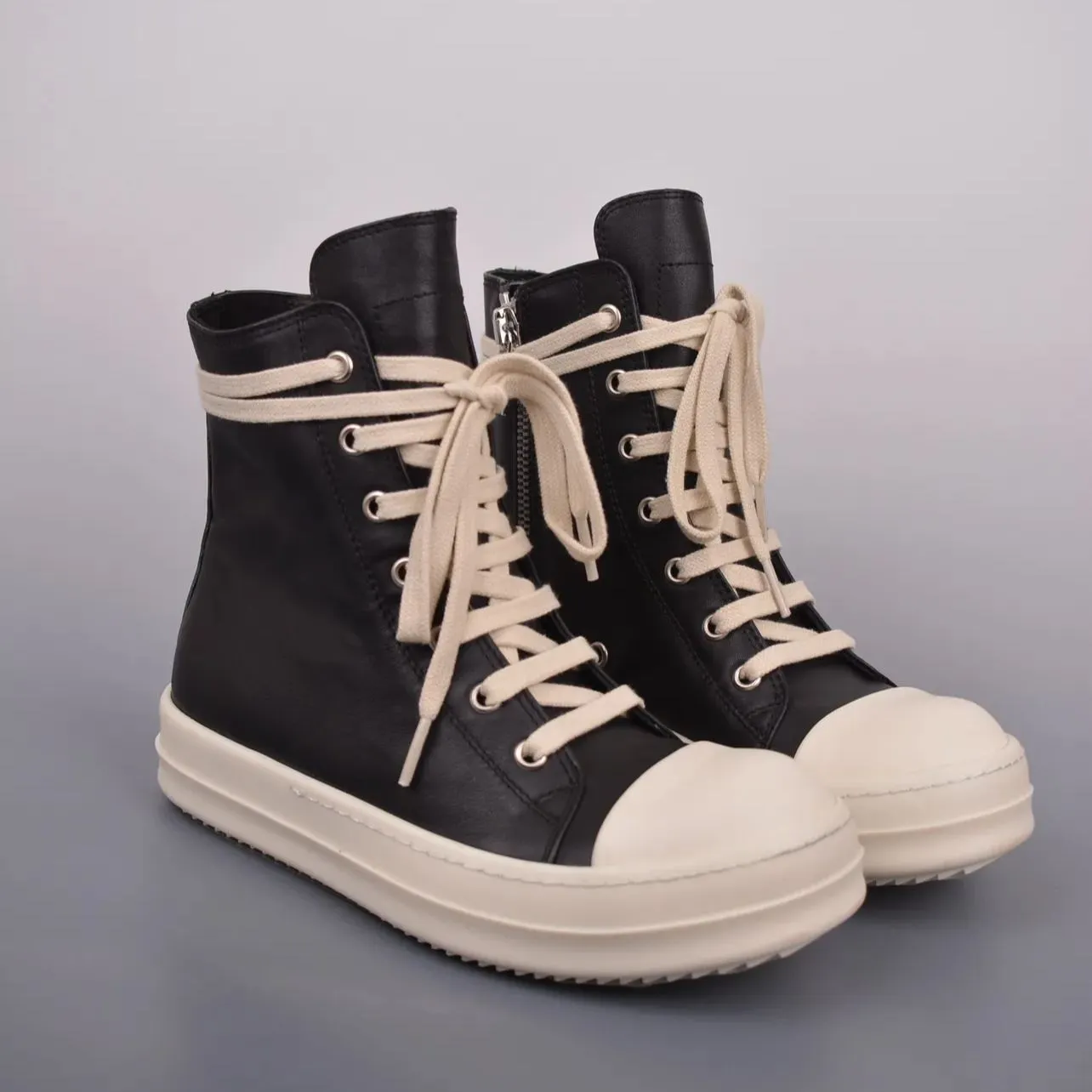 Rick Owens Black leather Lido sneakers (RU01D3890LBK-911)