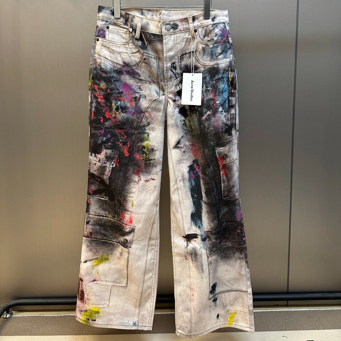 Acne Studios - Printed Jeans in White and Multi (CK0133-AOL）