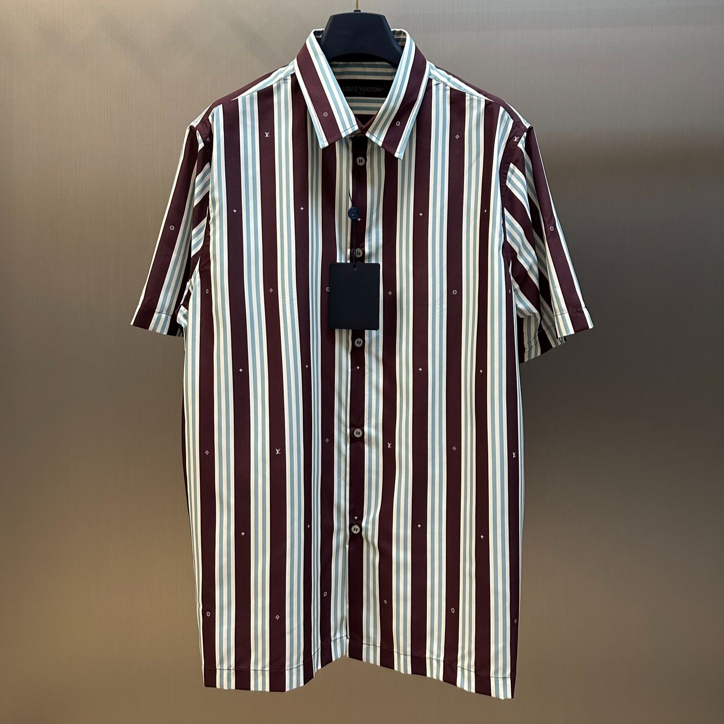 Louis Vuitton fashionable collar short sleeve shirt striped（1AHVWH）