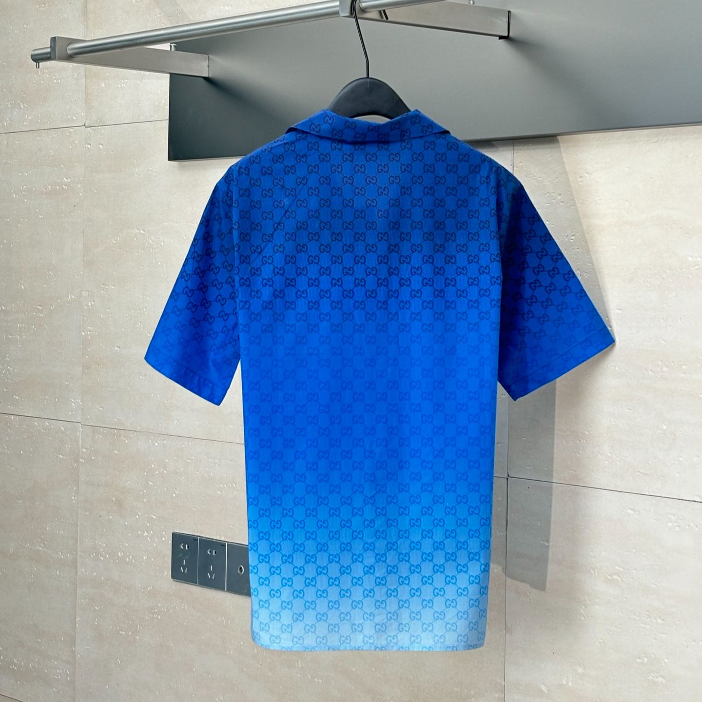 LOUIS VUITTON  Printed cotton poplin bowling shirt in gradient blue（794907-ZAS8E-4373）