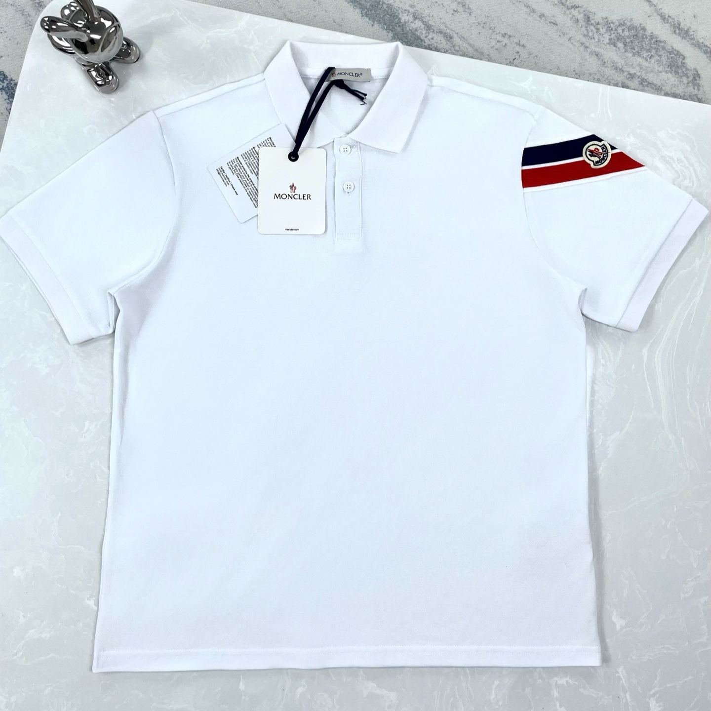 MONCLER TRICOLOUR-TRIMMED COTTON PIQUET T-SHIRT（J20918A0000289A16999）