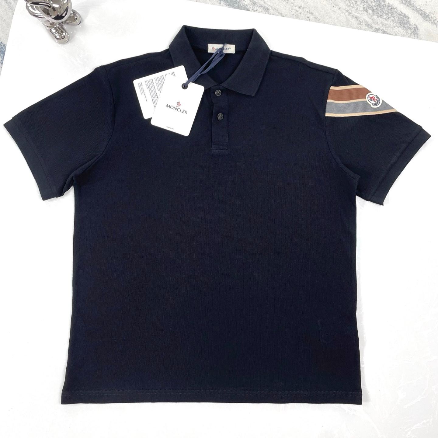 MONCLER TRICOLOUR-TRIMMED COTTON PIQUET T-SHIRT（J20918A0000289A16999）