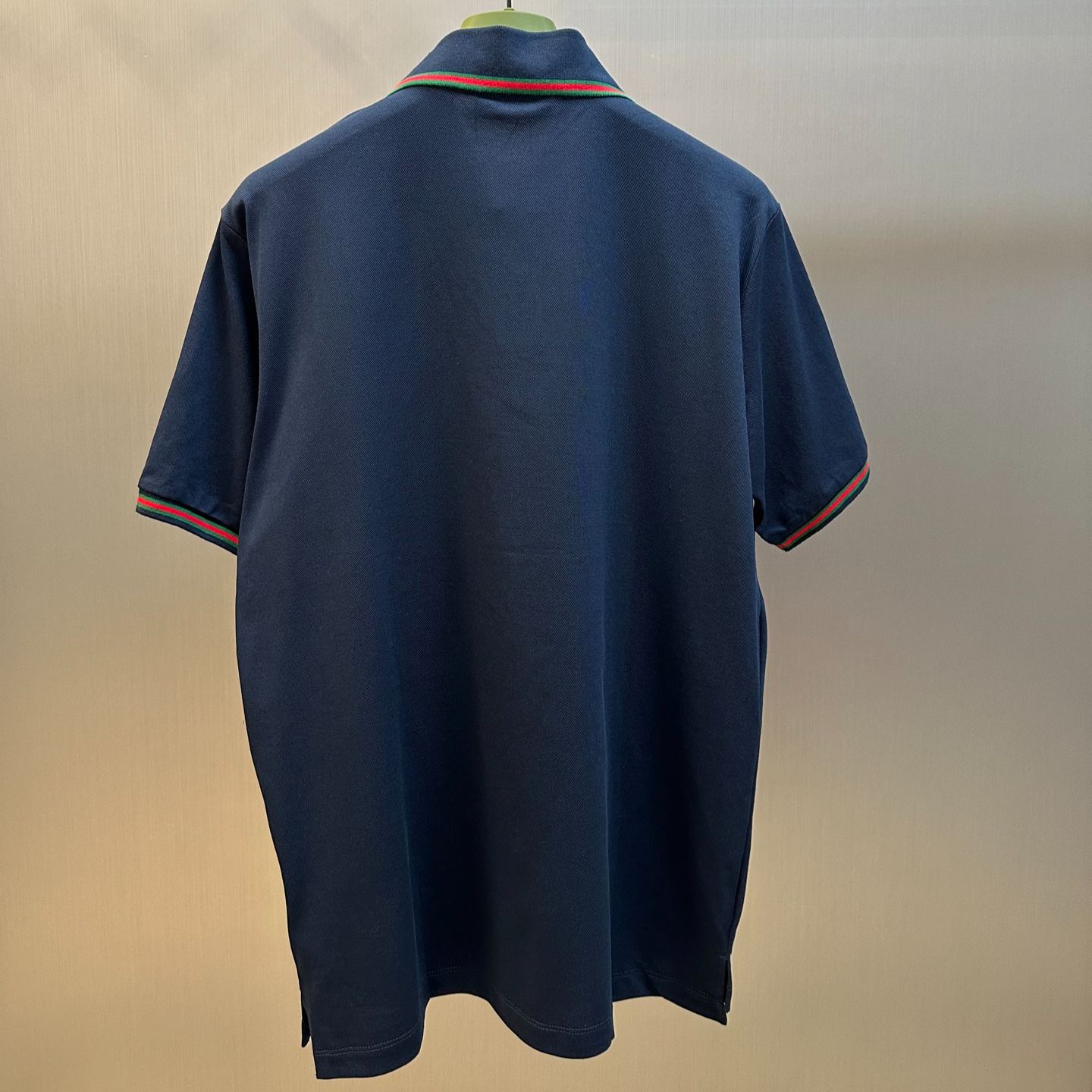 GUCCI Cotton polo shirt with embroidery in dark blue（795174-XJG5C-4330）