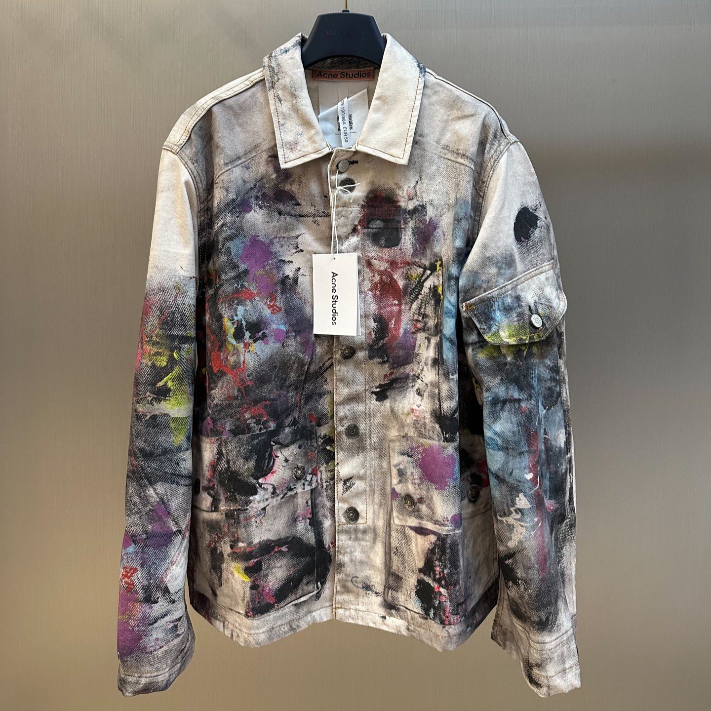 ACNE STUDIOS Jacket Trompe L'oeil Print - White/multi (B90859-AOL）