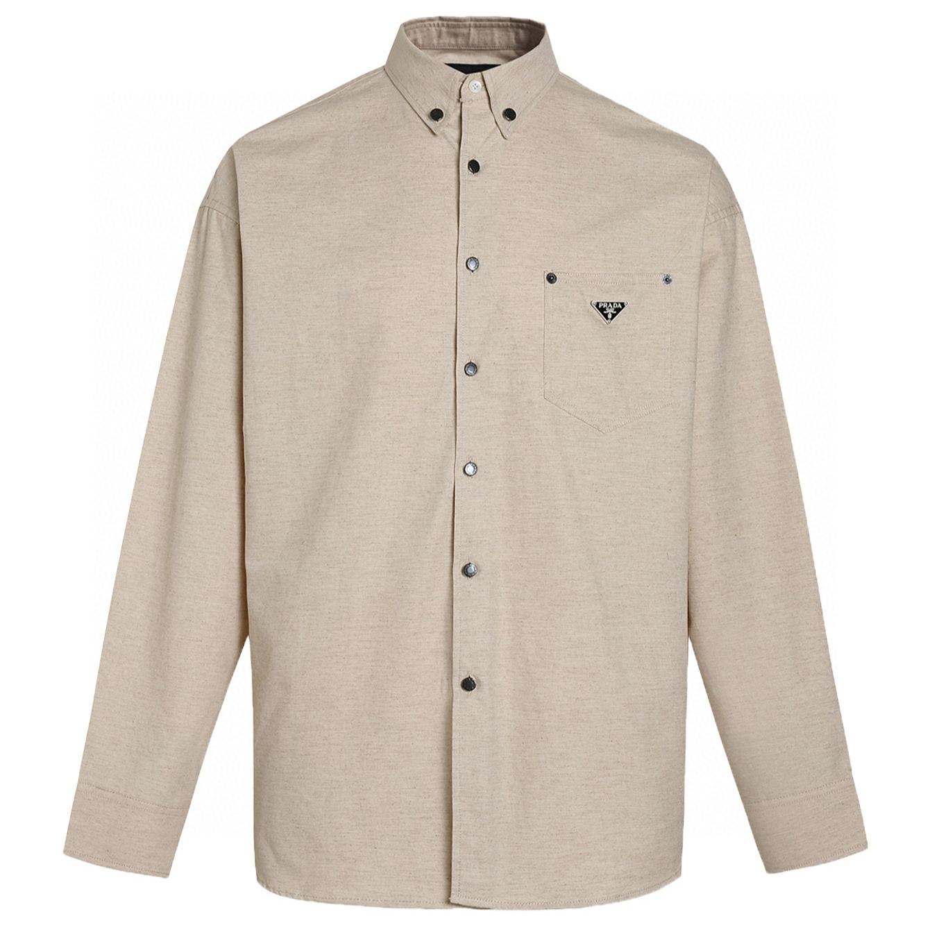 PRADA Men's Chambray Shirt "Natural" (GEC105_14J2_F0ABR_S_OOO）