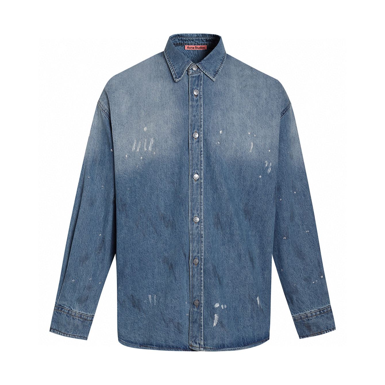 Acne Studios - Paint-Splattered Organic Denim Shirt (1647597346626691）