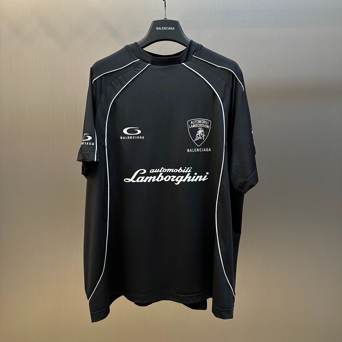 BALENCIAGA Automobili Lamborghini Men's Oversized Soccer T-Shirt "Black"（844234TSVU31000）