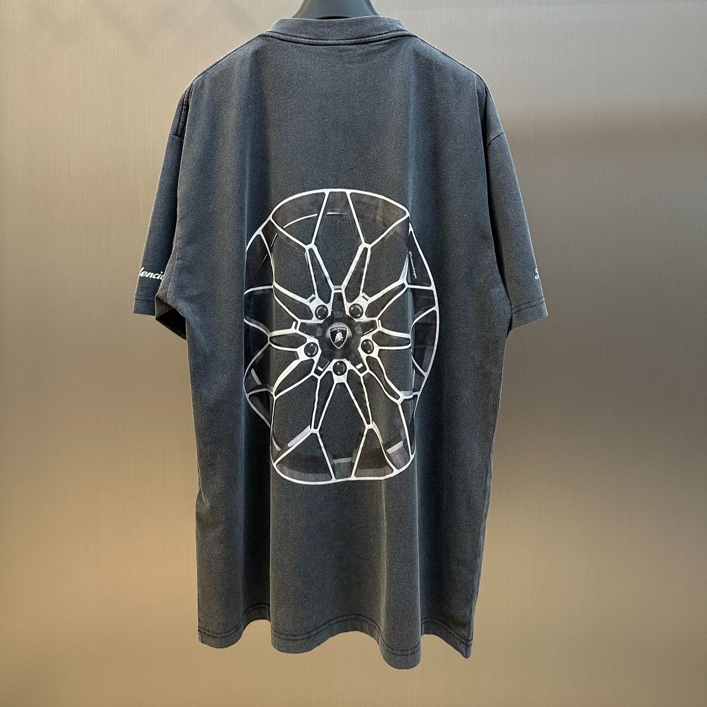BALENCIAGA Automobili Lamborghini Men's Oversized T-Shirt "Faded Black"（831305TSVP91041）