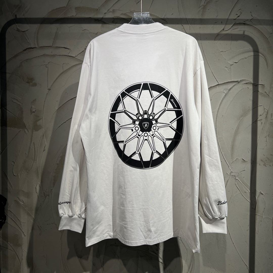 BALENCIAGA Automobili Lamborghini Long Sleeve Oversized T-Shirt "White"（835839TSVP99012）