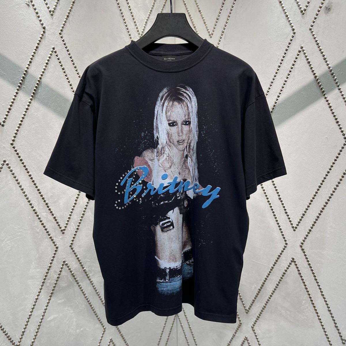Balenciaga Britney Spears Series Oversized T-shirt in Faded Black /blue（850345TTVJ61041）