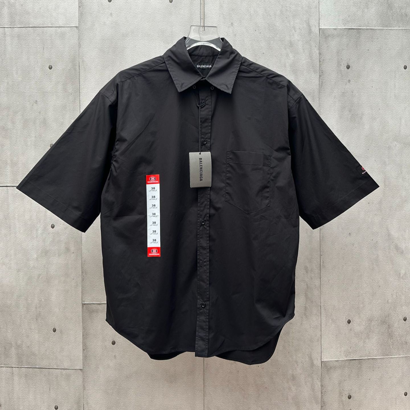 BALENCIAGA Men's Workwear Short Sleeve Large Fit Shirt "Black" (839215TRM171000）