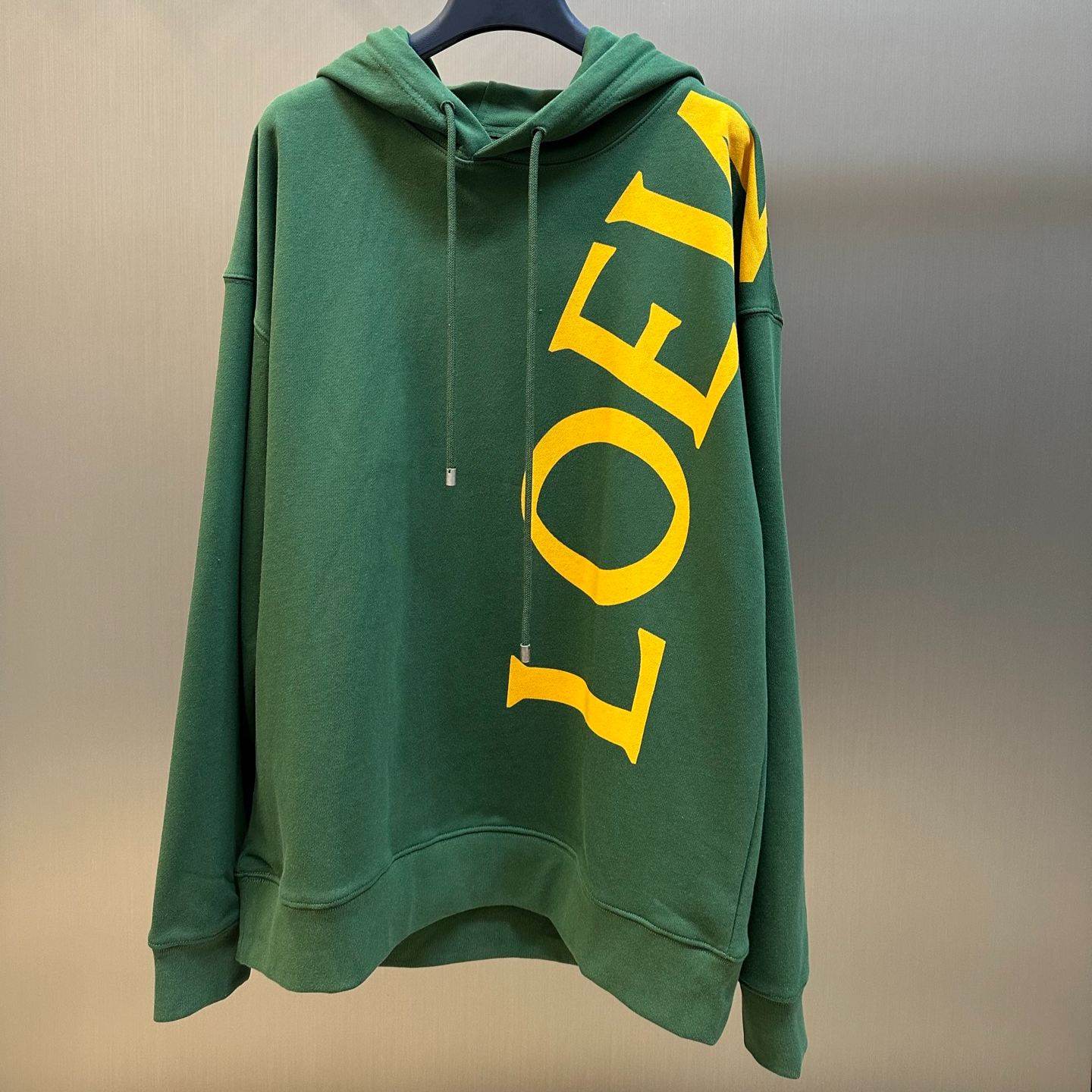 LOEWE Men's Relaxed Fit Hoodie in Cotton "Black/Grey" (H526Y25X65-1671）