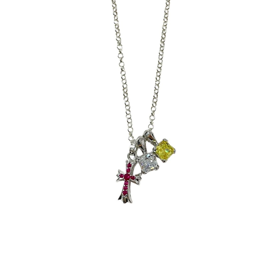 Chrome Hearts Gold-plated sugar cube cross necklace（CHROME HEARTS 400）