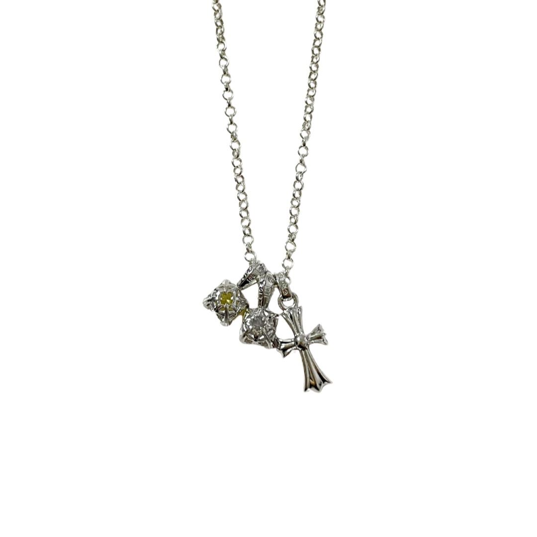 Chrome Hearts Gold-plated sugar cube cross necklace（CHROME HEARTS 400）