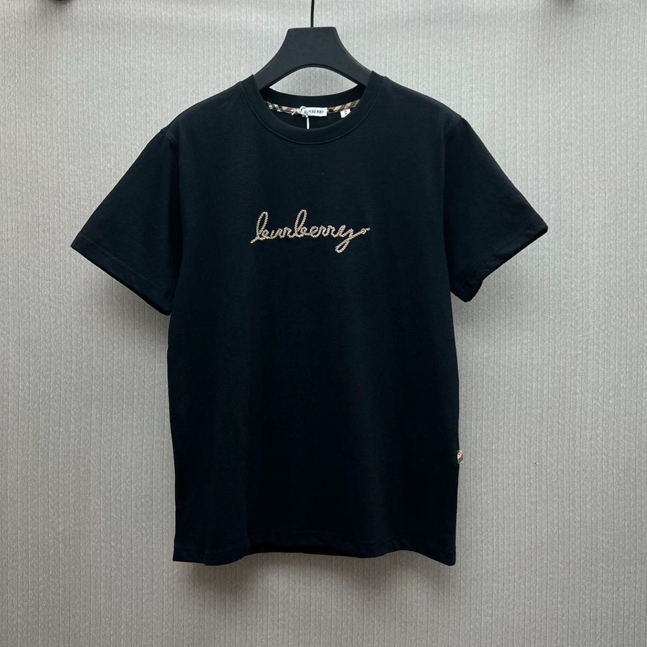 BURBERRY Checked Equestrian Rider Logo Cotton Tee Shirt （81098991）