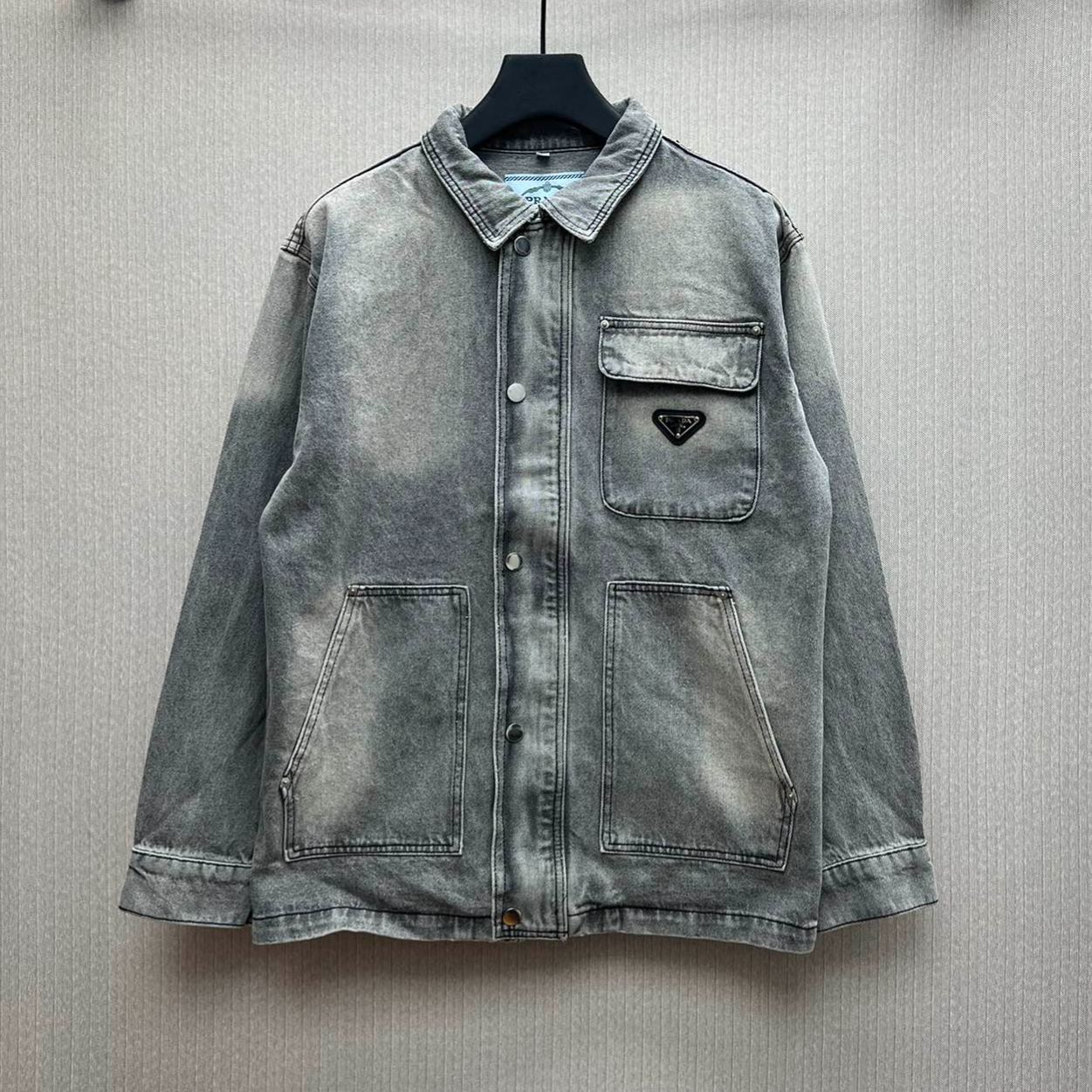 PRADA Denim Jackets Men Gray (GEB231-13B4-F01AY-S-232）