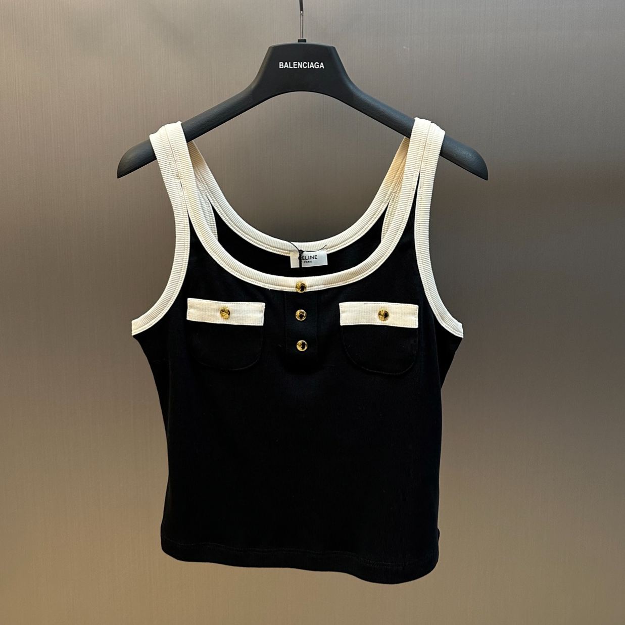 CELINE COTTON JERSEY CROP TANK TOP（RX03A0Q12-38ZD）