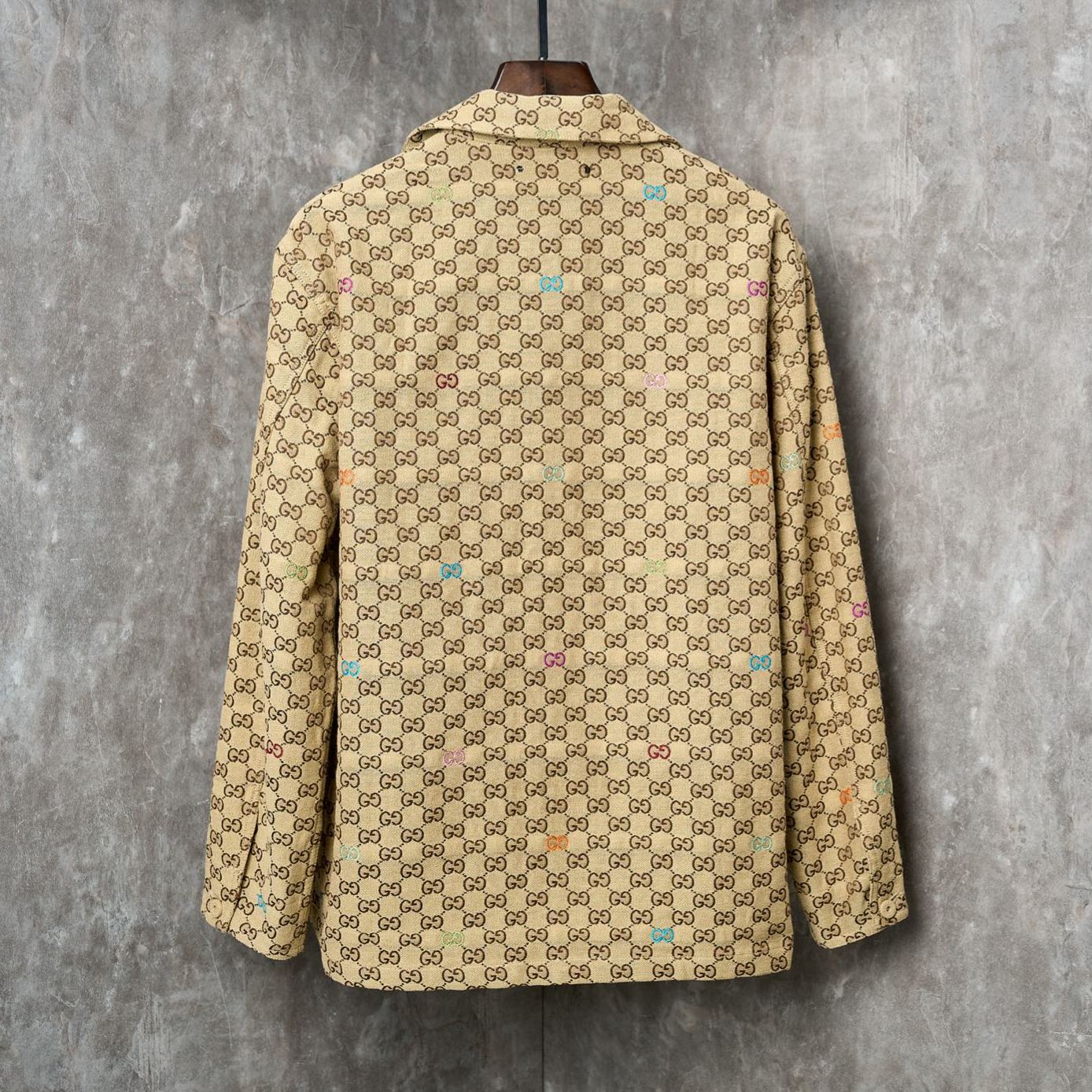 GUCCI GG canvas jacket in camel and dark brown（833305-ZAS81-2137）